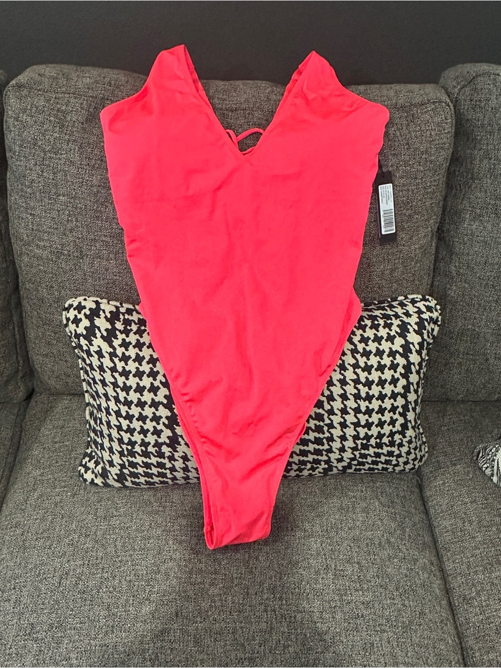 Women's One-Piece Swimsuit - Hot Pink V-Neck